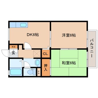 間取図 近鉄難波線・奈良線/近鉄奈良駅 バス10分高畑住宅下車:停歩5分 2階 築31年