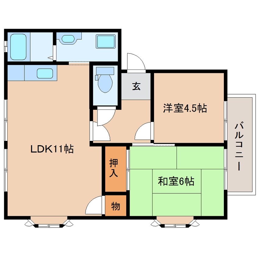 間取図 近鉄難波線・奈良線/新大宮駅 徒歩13分 2階 築30年