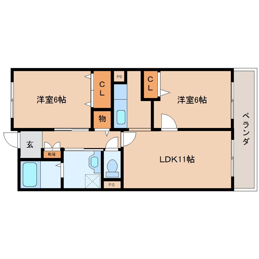 間取図 近鉄難波線・奈良線/新大宮駅 徒歩8分 2階 築25年
