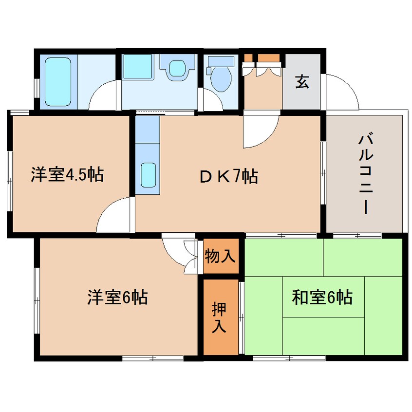 間取図 奈良線/木津駅 徒歩5分 2階 築30年