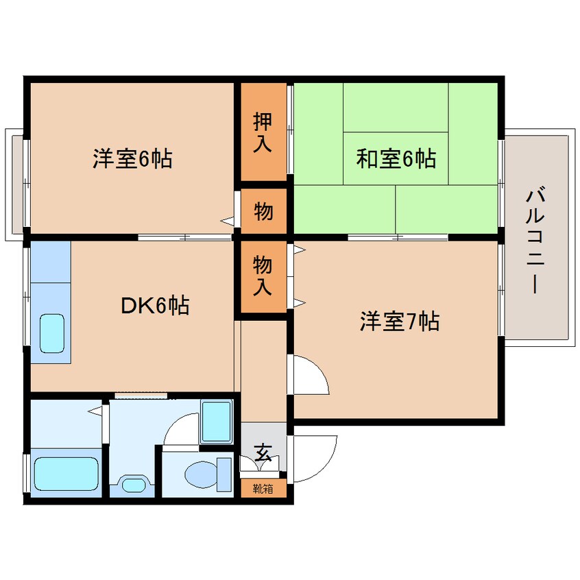 間取図 近鉄難波線・奈良線/近鉄奈良駅 バス13分梅美台小学校下車:停歩4分 1階 築26年