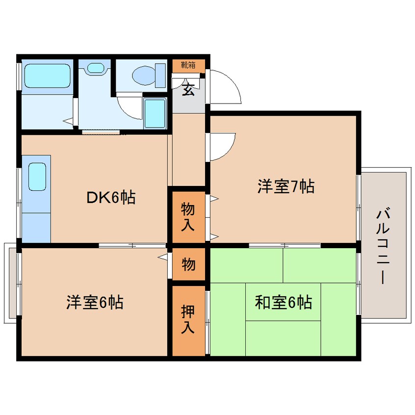 間取図 近鉄難波線・奈良線/近鉄奈良駅 バス13分梅美台小学校下車:停歩4分 1階 築26年