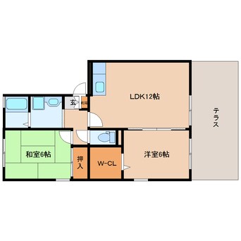 間取図 近鉄難波線・奈良線/近鉄奈良駅 バス14分梅美台7丁目下車:停歩4分 1階 築22年