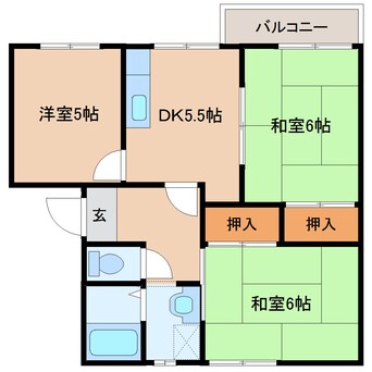 間取図 大和路線・関西本線/奈良駅 バス6分大安寺下車:停歩3分 2階 築29年