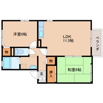 間取図 奈良線/上狛駅 徒歩8分 1階 築23年