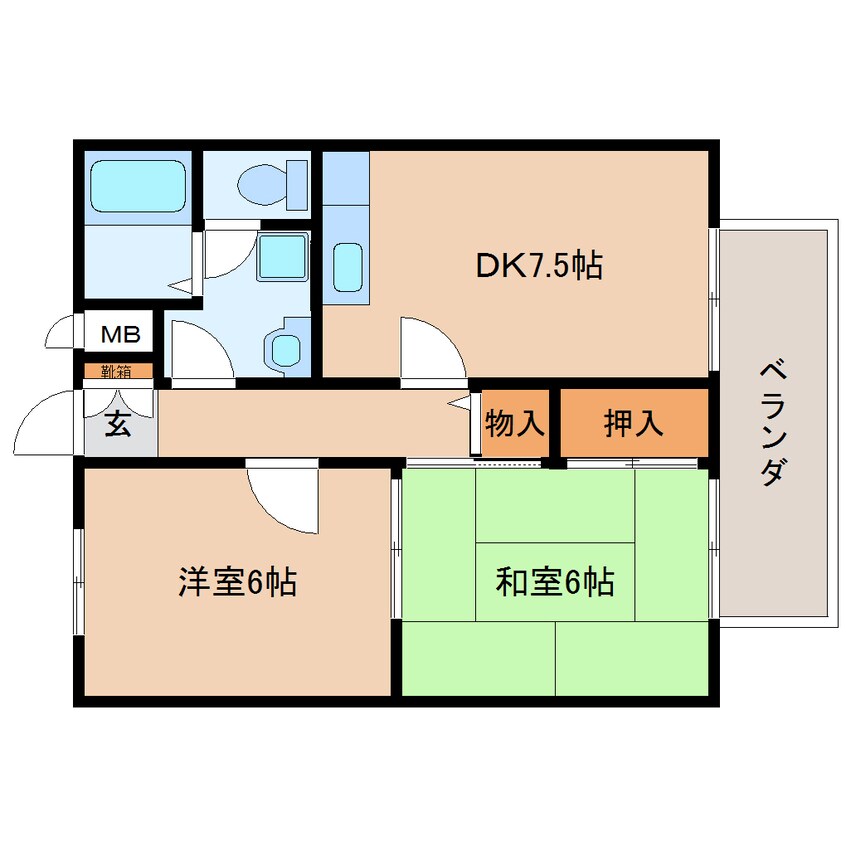 間取図 近鉄難波線・奈良線/近鉄奈良駅 バス15分木津南ソレイユ下車:停歩3分 2階 築25年