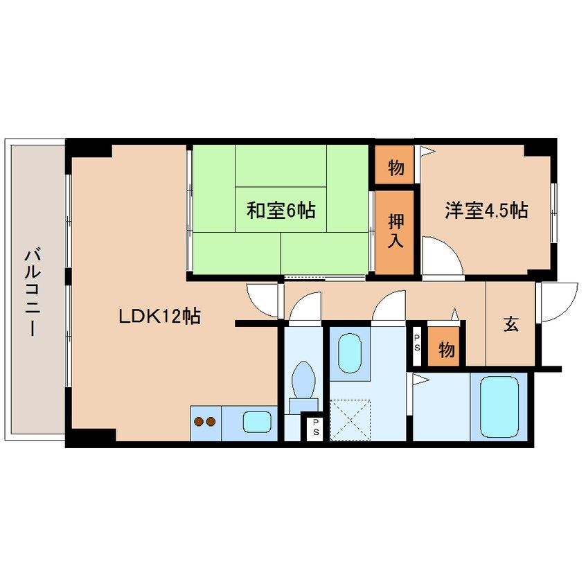 間取図 近鉄難波線・奈良線/新大宮駅 徒歩4分 2階 築33年