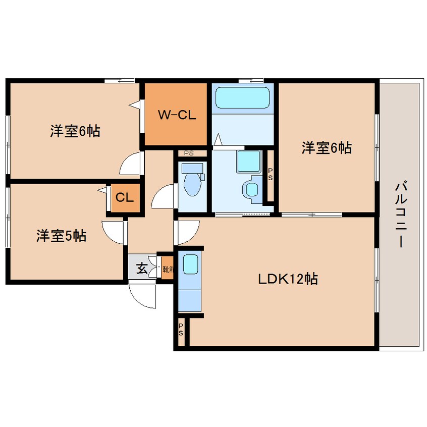 間取図 近鉄難波線・奈良線/近鉄奈良駅 バス13分梅美台7丁目下車:停歩4分 3階 築22年