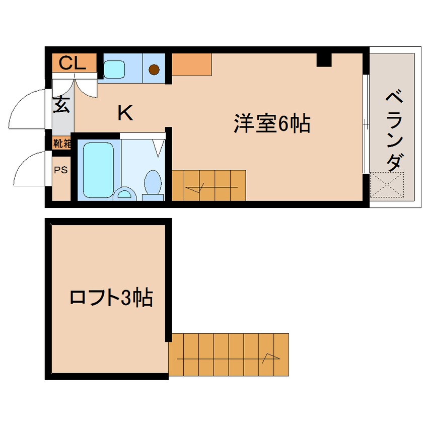 間取図 大和路線・関西本線/奈良駅 徒歩8分 3階 築35年