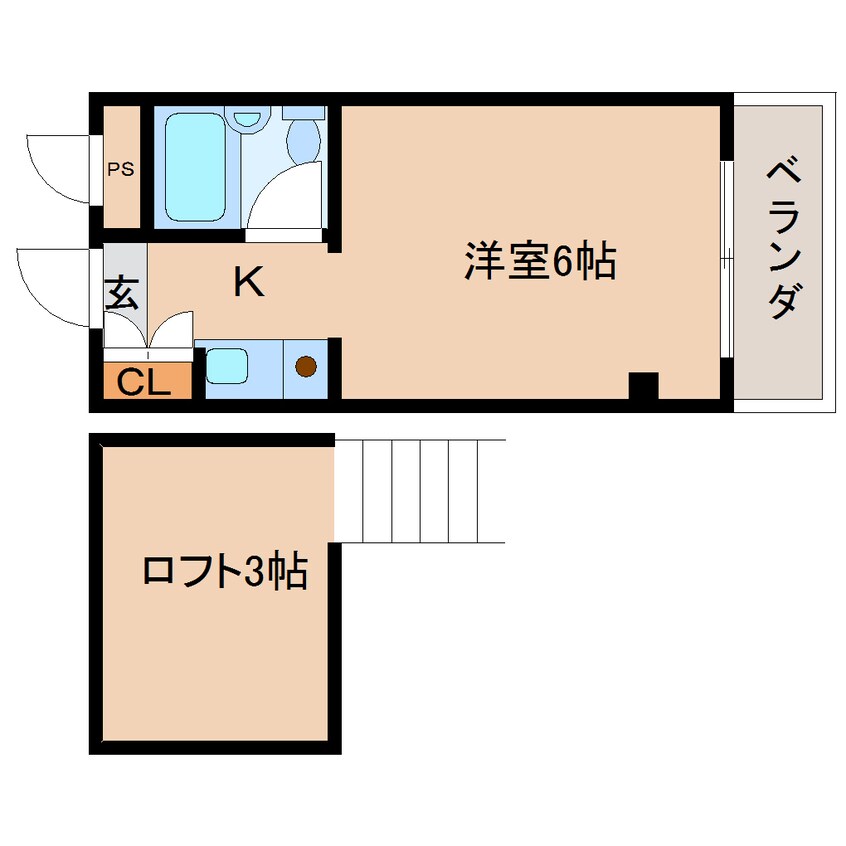 間取図 大和路線・関西本線/奈良駅 徒歩8分 3階 築35年