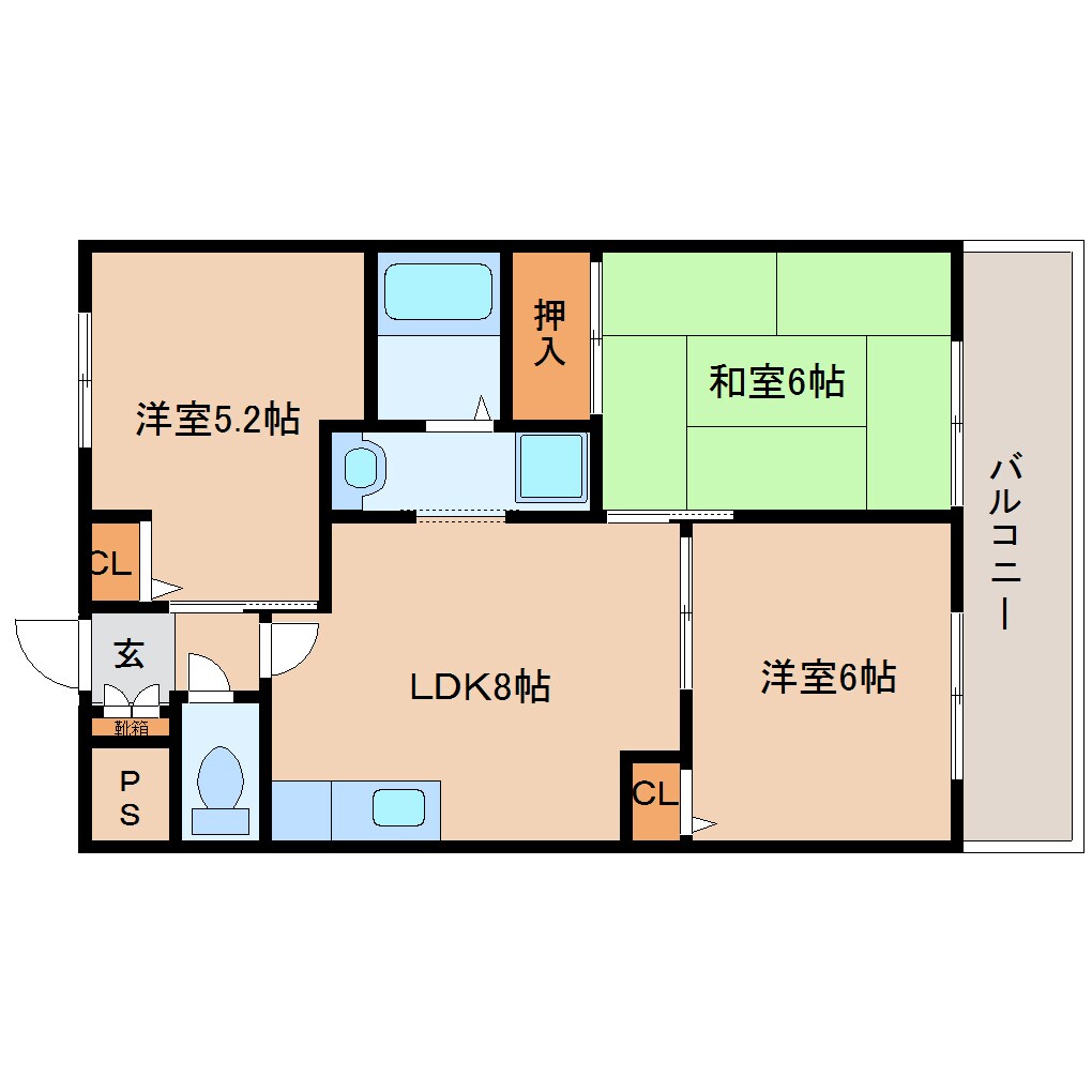 間取り図 近鉄難波線・奈良線/近鉄奈良駅 バス10分梅美台西下車:停歩3分 2階 築27年