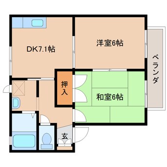 間取図 近鉄難波線・奈良線/新大宮駅 徒歩5分 2階 築27年