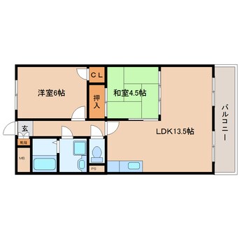 間取図 近鉄難波線・奈良線/新大宮駅 徒歩10分 1階 築24年