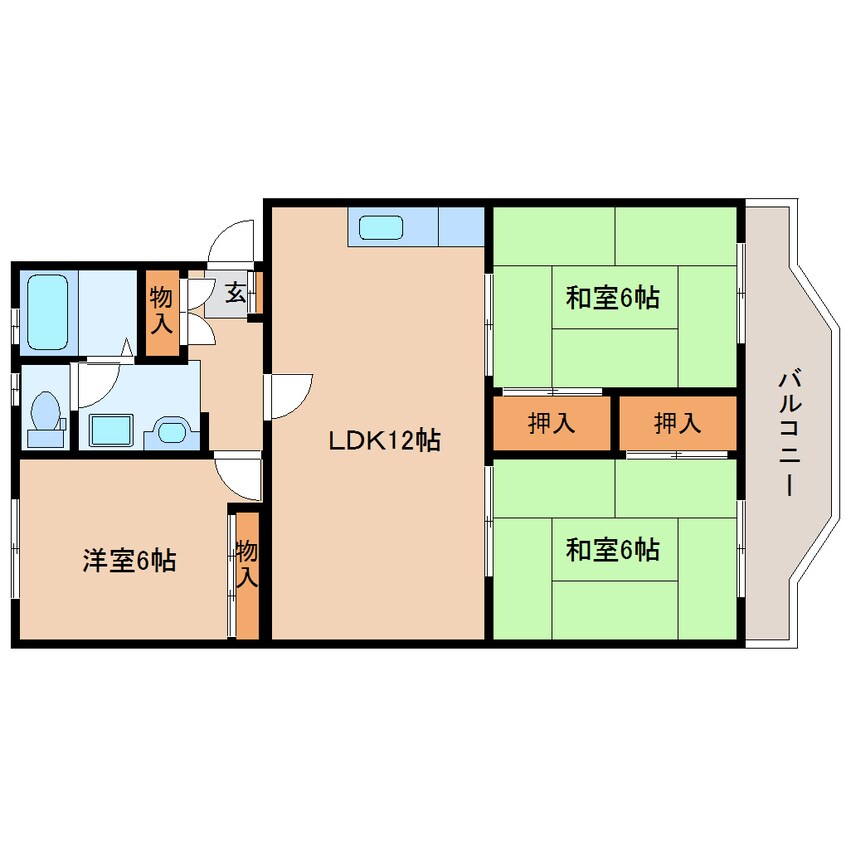 間取図 近鉄難波線・奈良線/新大宮駅 徒歩13分 3階 築40年