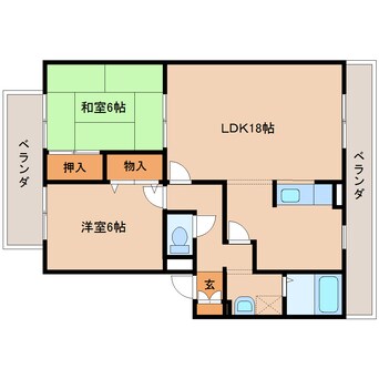 間取図 大和路線・関西本線/奈良駅 バス9分宮の森西口下車:停歩7分 2階 築21年