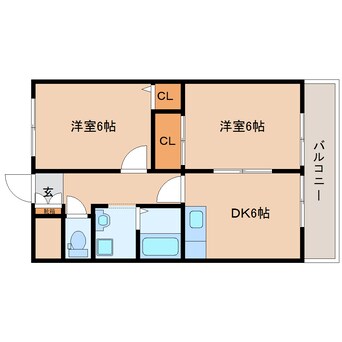 間取図 大和路線・関西本線/奈良駅 徒歩12分 4階 築34年