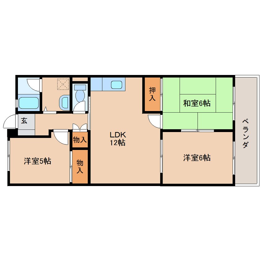 間取図 近鉄難波線・奈良線/新大宮駅 徒歩21分 2階 築28年