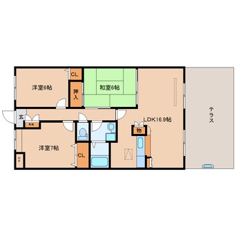 間取図 近鉄難波線・奈良線/新大宮駅 徒歩16分 1階 築21年