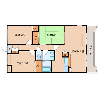 間取図 近鉄難波線・奈良線/新大宮駅 徒歩16分 3階 築22年