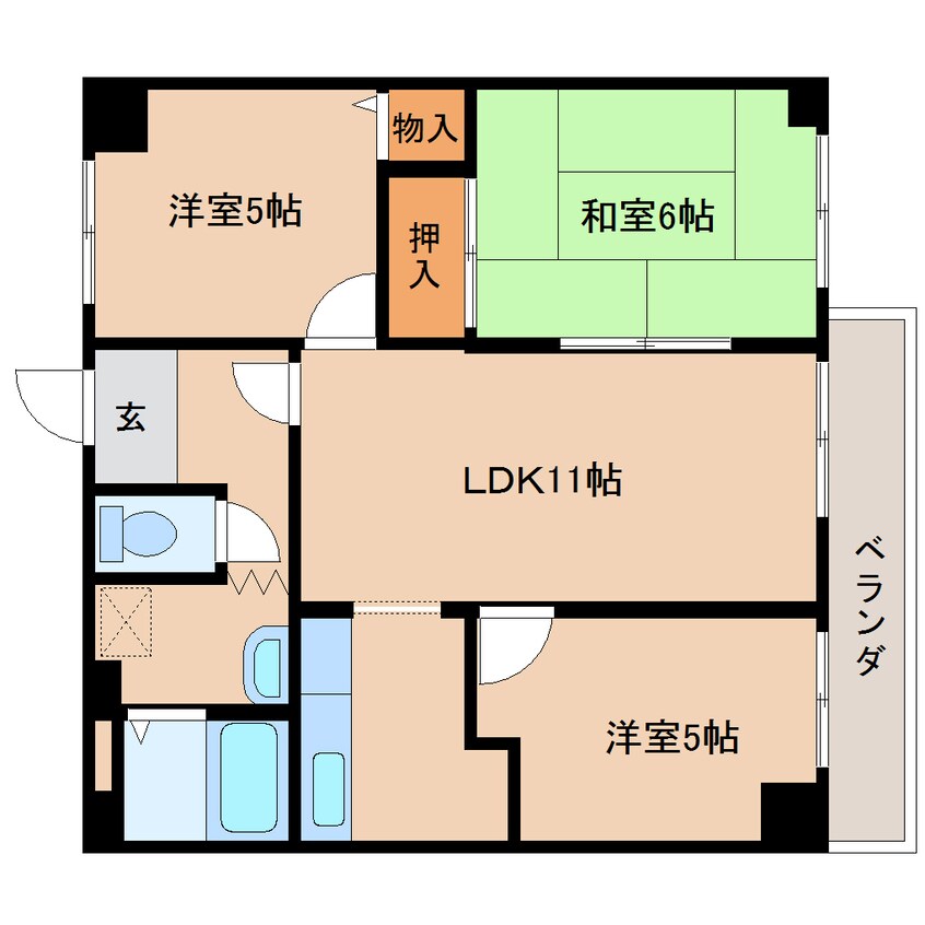 間取図 近鉄難波線・奈良線/新大宮駅 徒歩4分 6階 築29年