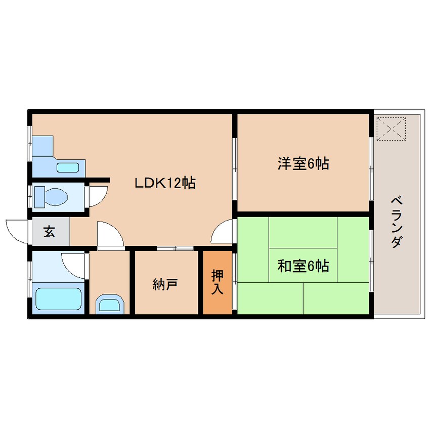 間取図 近鉄難波線・奈良線/近鉄奈良駅 徒歩4分 2階 築43年