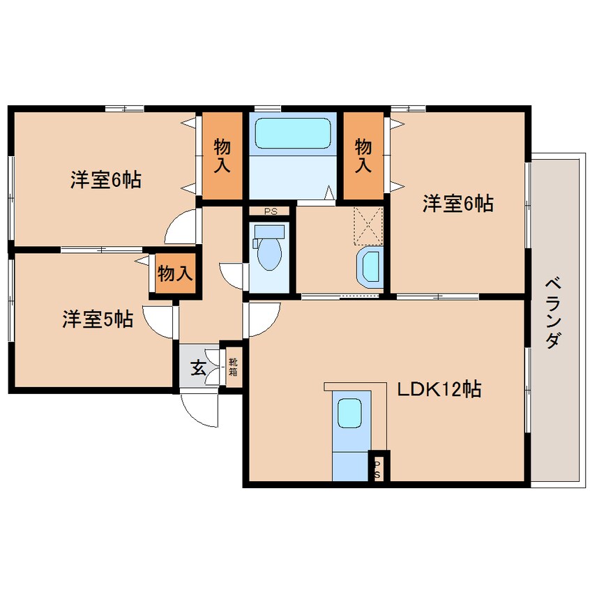 間取図 近鉄難波線・奈良線/近鉄奈良駅 バス15分梅美台西下車:停歩8分 3階 築22年