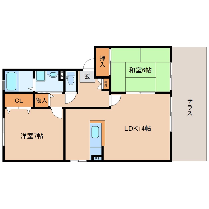 間取図 近鉄難波線・奈良線/近鉄奈良駅 バス10分南方町下車:停歩2分 1階 築20年