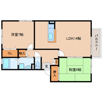 間取図 近鉄難波線・奈良線/近鉄奈良駅 バス10分南方町下車:停歩2分 2階 築20年