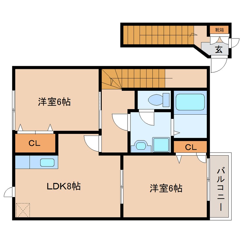 間取図 奈良線/木津駅 徒歩10分 2階 築25年