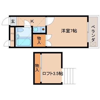 間取図 近鉄難波線・奈良線/近鉄奈良駅 バス11分萩ヶ丘下車:停歩7分 2階 築34年