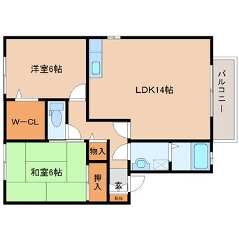 間取図 近鉄難波線・奈良線/近鉄奈良駅 バス12分州見台橋東下車:停歩8分 2階 築21年