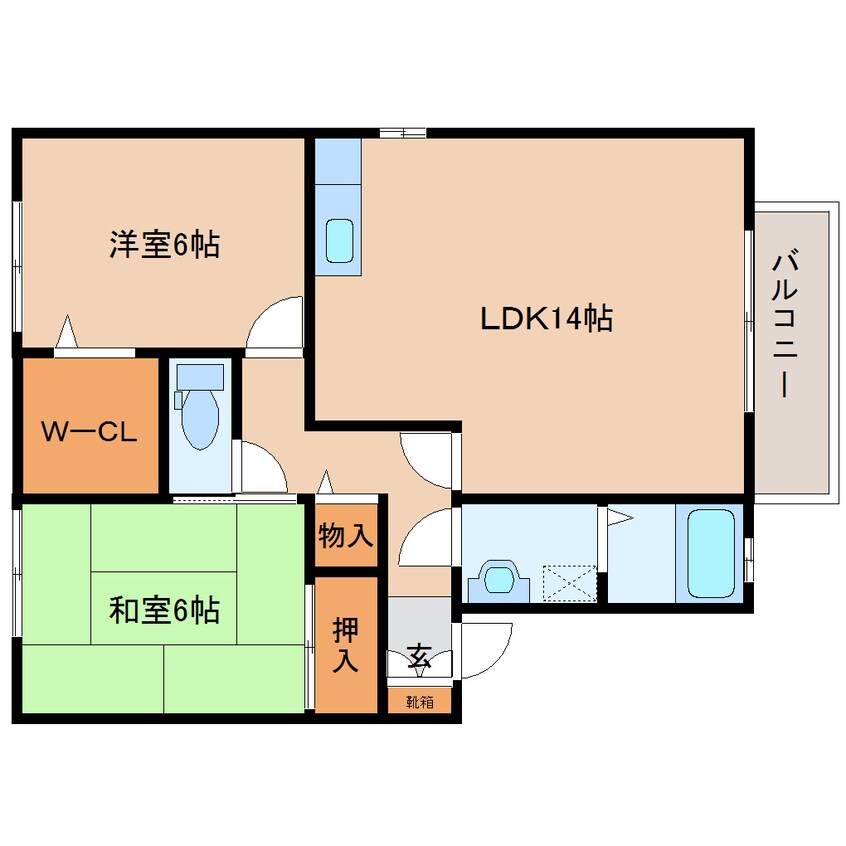 間取図 近鉄難波線・奈良線/近鉄奈良駅 バス12分州見台橋東下車:停歩8分 2階 築21年