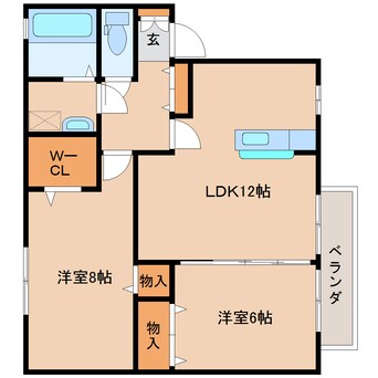 間取図 近鉄難波線・奈良線/新大宮駅 バス6分四条大路1丁目下車:停歩2分 2階 築20年
