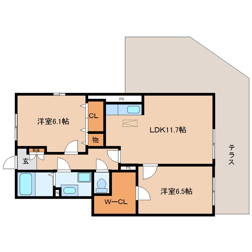 間取図 近鉄難波線・奈良線/近鉄奈良駅 バス16分州見橋東下車:停歩8分 1階 築19年