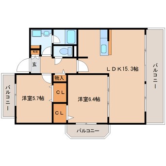 間取図 近鉄難波線・奈良線/近鉄奈良駅 バス17分州見台７丁目下車:停歩9分 3階 築19年