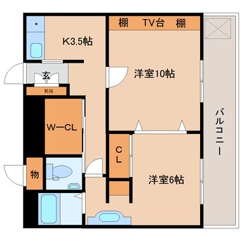 間取図 近鉄難波線・奈良線/新大宮駅 徒歩13分 2階 築35年