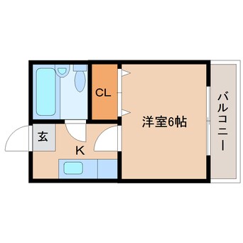 間取図 近鉄難波線・奈良線/新大宮駅 徒歩9分 2階 築38年