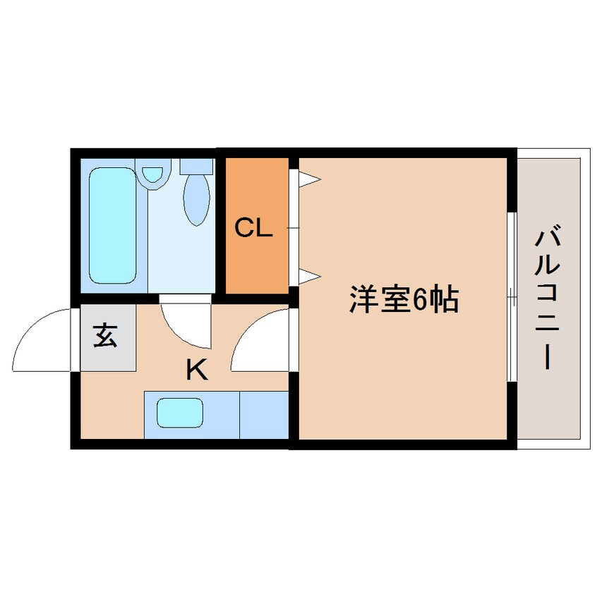 間取図 近鉄難波線・奈良線/新大宮駅 徒歩9分 2階 築38年