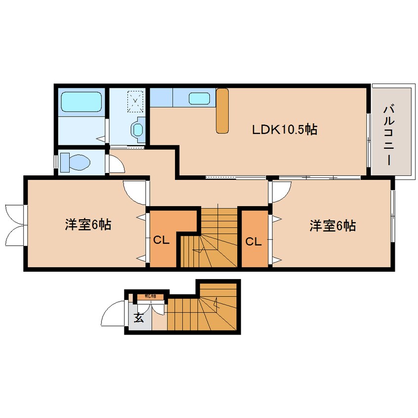 間取図 奈良線/奈良駅 バス12分辰市農協下車:停歩3分 2階 築19年