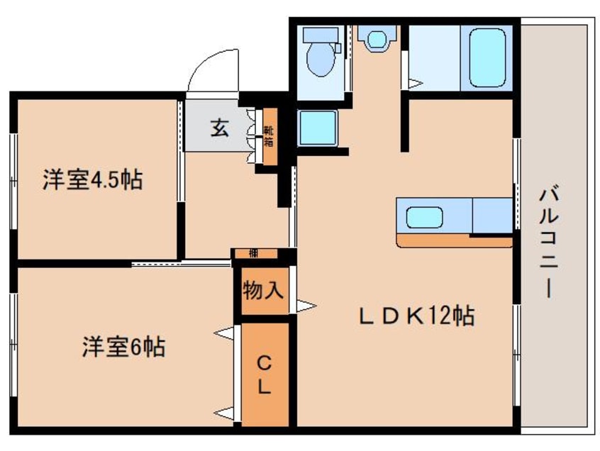 間取図 大和路線・関西本線/奈良駅 バス5分大安寺下車:停歩5分 3階 築44年