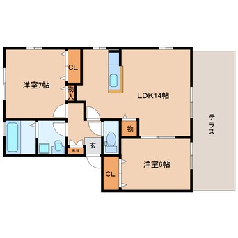 間取図 近鉄難波線・奈良線/近鉄奈良駅 バス11分南京終町下車:停歩3分 1階 築18年