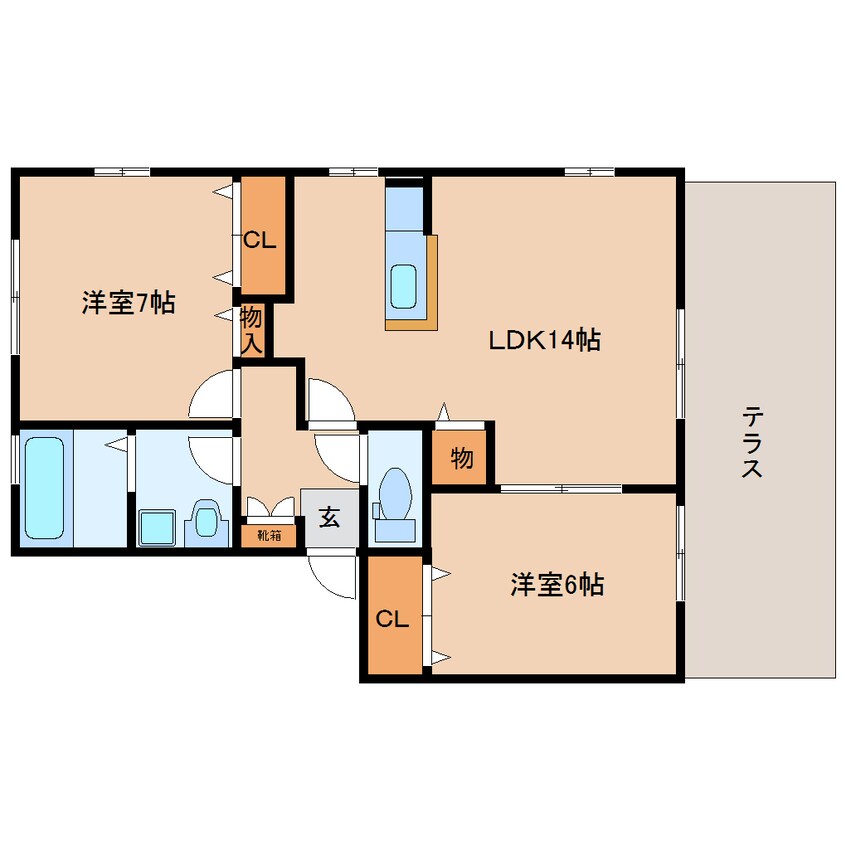 間取図 近鉄難波線・奈良線/近鉄奈良駅 バス11分南京終町下車:停歩3分 1階 築18年