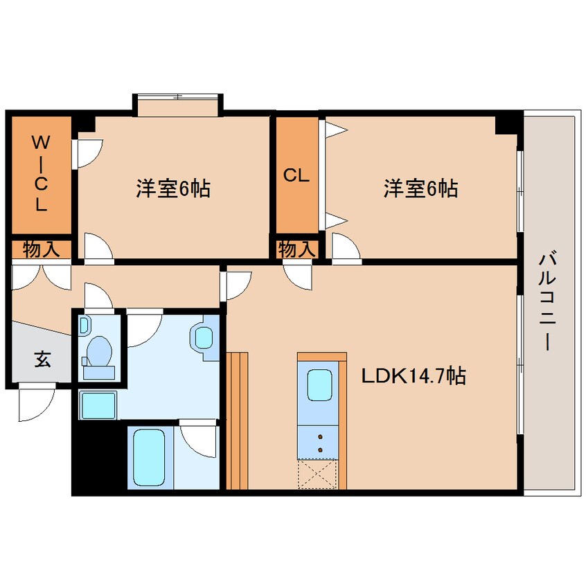 間取図 近鉄難波線・奈良線/新大宮駅 徒歩3分 6階 築50年