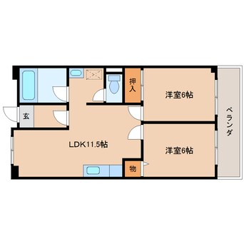 間取図 近鉄難波線・奈良線/新大宮駅 徒歩5分 6階 築38年