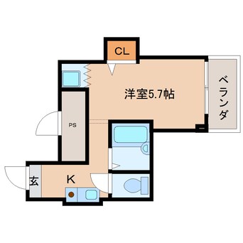 間取図 近鉄難波線・奈良線/近鉄奈良駅 バス10分高畑住宅下車:停歩1分 2階 築37年