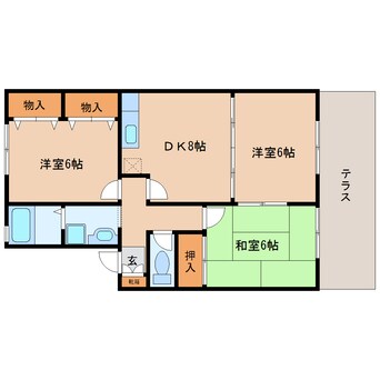 間取図 近鉄難波線・奈良線/近鉄奈良駅 バス15分梅美台西下車:停歩10分 1階 築27年