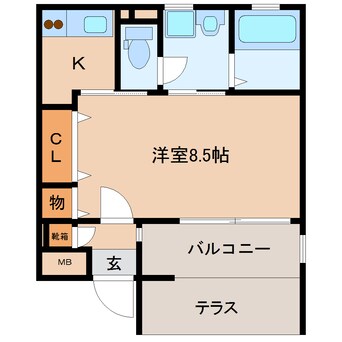 間取図 近鉄難波線・奈良線/近鉄奈良駅 徒歩13分 1階 築18年