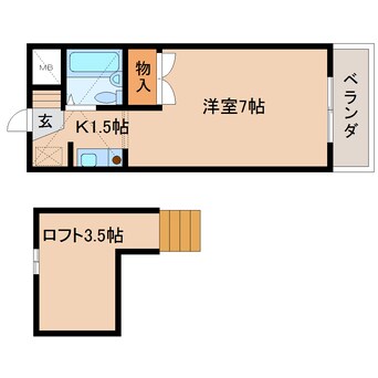 間取図 近鉄難波線・奈良線/近鉄奈良駅 バス12分南方町下車:停歩4分 2階 築33年