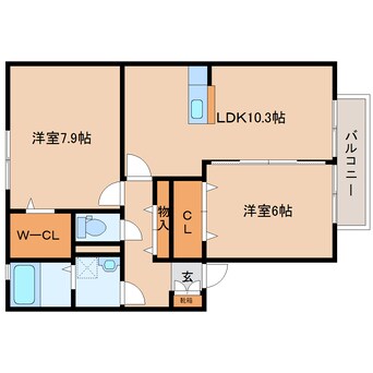 間取図 近鉄難波線・奈良線/近鉄奈良駅 バス10分南京終町下車:停歩8分 2階 築17年