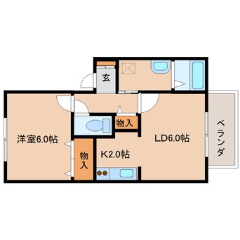 間取図 近鉄難波線・奈良線/新大宮駅 徒歩30分 2階 築18年